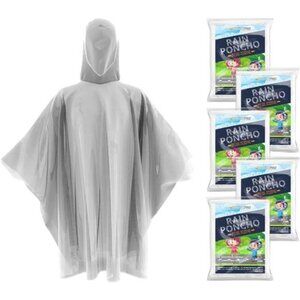 Disposable Rain Poncho for Kids with Hood (5 Pack) – Lightweight Waterproof